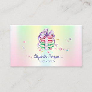 Cute Elegant Macarons,Sweets,Holographic Business Card