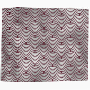 Cute Elegant Maroon Grey Art Deco Pattern 3 Ring Binder