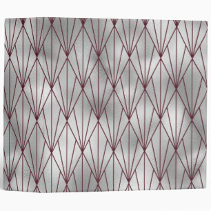 Cute Elegant Maroon Grey Art Deco Pattern 3 Ring Binder