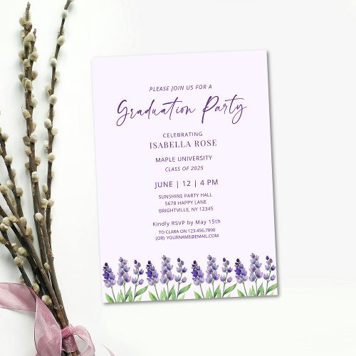Cute Elegant Minimal Floral Graduation Party