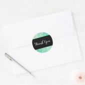 Cute Elegant Mint Green Polka Dots Thank You Classic Round Sticker (Envelope)