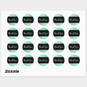 Cute Elegant Mint Green Polka Dots Thank You Classic Round Sticker (Sheet)