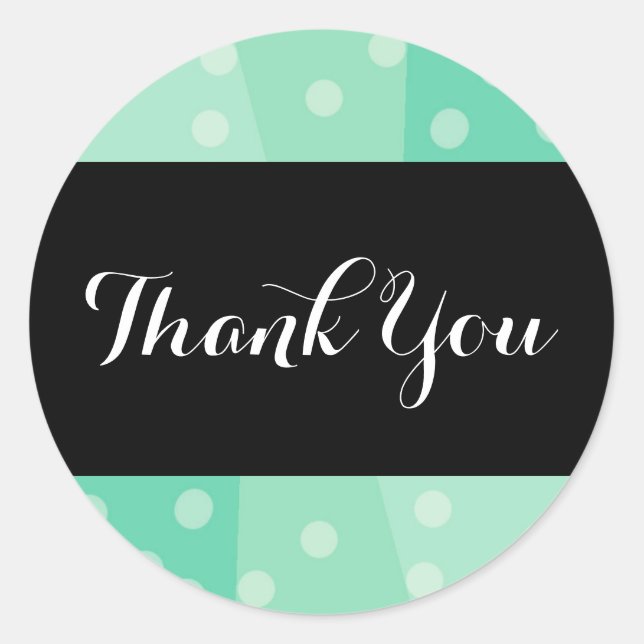 Cute Elegant Mint Green Polka Dots Thank You Classic Round Sticker (Front)