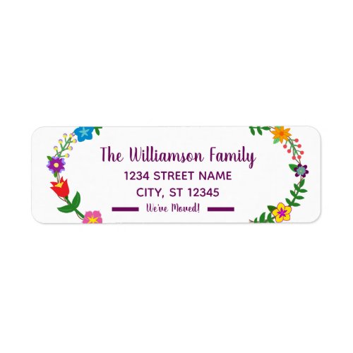 Cute Elegant Modern Floral Weve Moved New Address Label