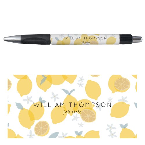 Cute Elegant Modern Pastel Citrus Lemons Pattern Pen