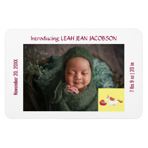 Cute Elegant New Baby Unicorn Birth Announcement Magnet