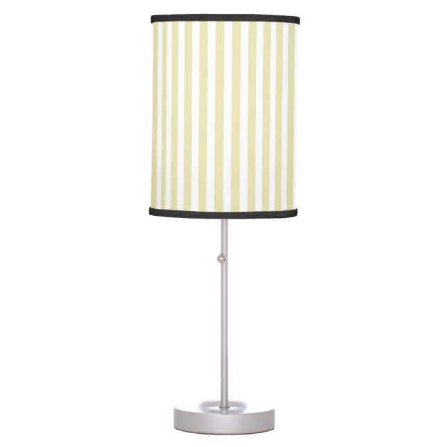 Cute Elegant Pale Goldenrod White Striped Nursery Table Lamp (Front)