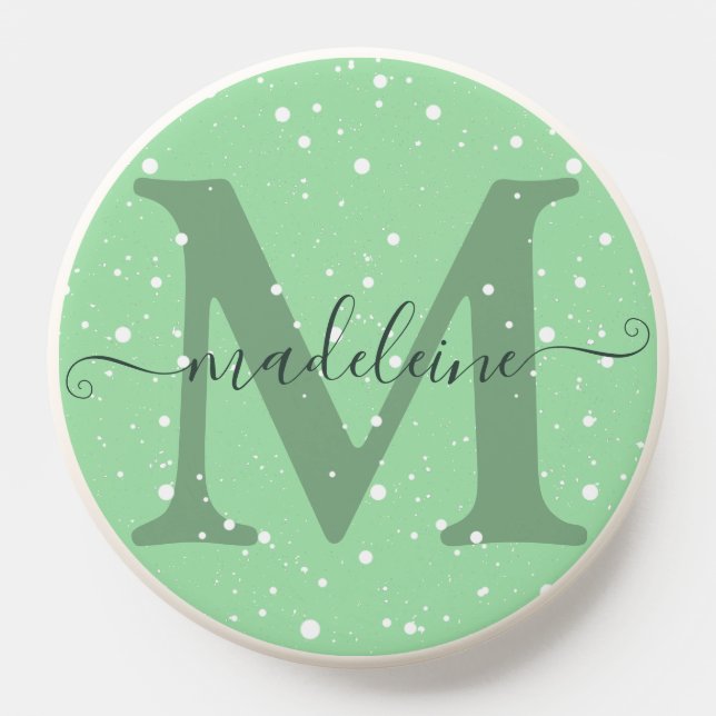 Cute Elegant Pastel Teal Pattern Snowflakes Rain  PopSocket (Popsocket)