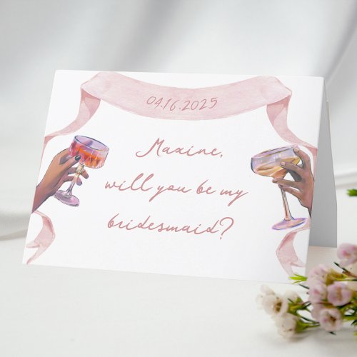 Cute Elegant Personalized Bridesmaid Proposal Card
