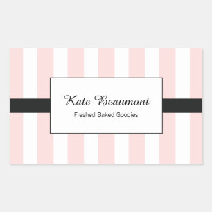 Cute Elegant Pink and White Stripes Rectangular Sticker