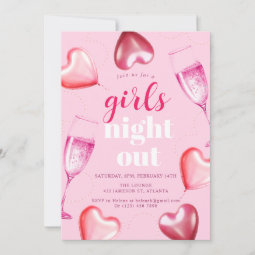 Cute Elegant Pink Birthday Girls Night Out Party Invitation | Zazzle