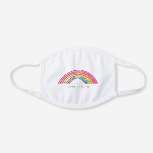 CUTE ELEGANT PINK BLUE GREEN KIDS RAINBOW COLORFUL WHITE COTTON FACE MASK