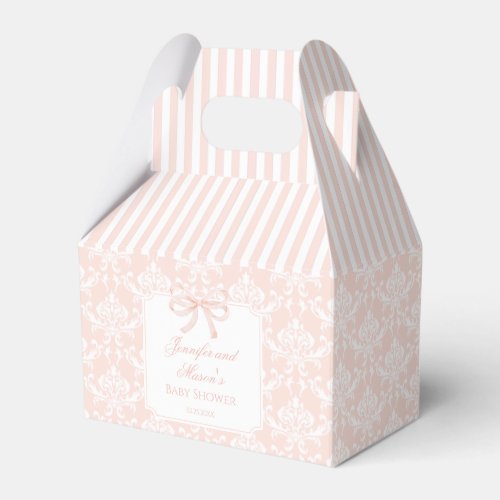 Cute elegant pink bow baby girl shower favor boxes