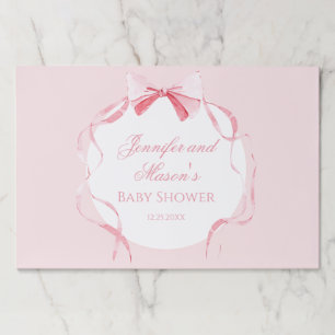 Cute elegant pink bow ribbon baby girl shower paper pad