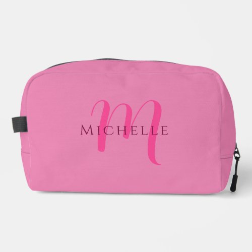 Cute Elegant Pink Calligraphy Script Name Template Dopp Kit