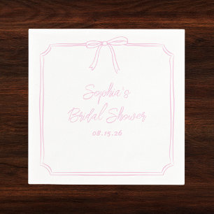 Cute Elegant Pink Simple Girly Bow Bridal Shower Napkins