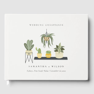 Cute Elegant Potted Leafy Succulent Plants Wedding Guest Book