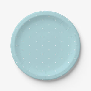 Cute elegant powder blue tiny polka dots pattern paper plates