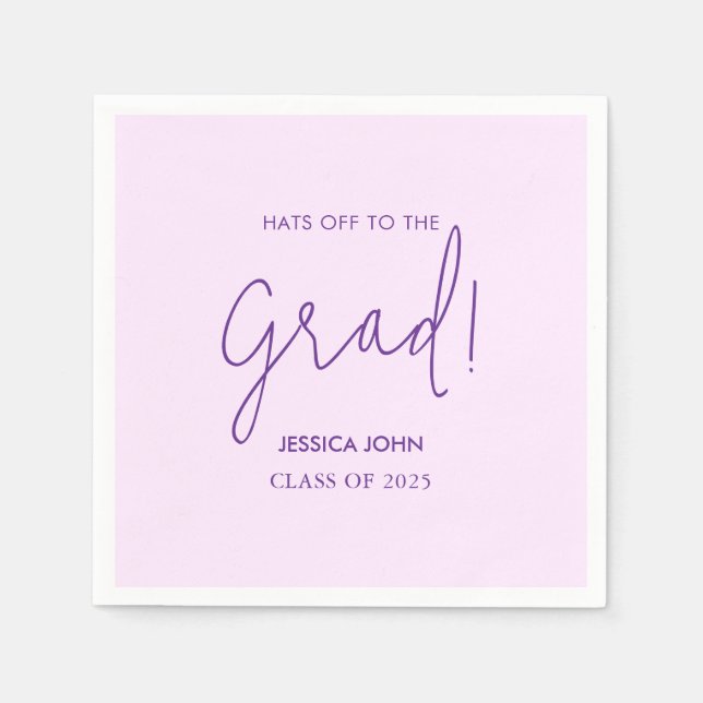Cute Elegant Purple Congratulations Graduation  Napkins (Front)
