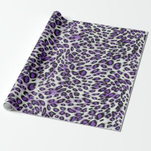 Cute Elegant Purple Leopard Animal Print Wrapping Paper