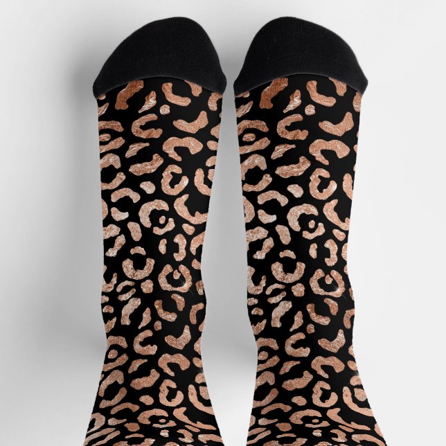 Cute Elegant Rose Gold Glam Leopard Socks (Top)