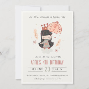 Cute Elegant Rust Boho Princess on Clouds Birthday Invitation