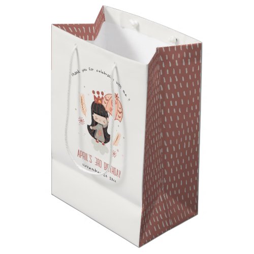 Cute Elegant Rust Boho Princess on Clouds Birthday Medium Gift Bag