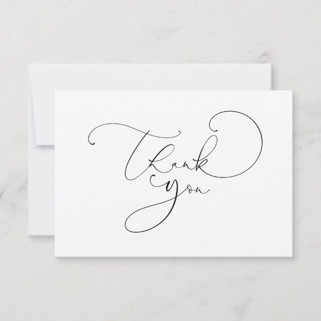 Cute Elegant Script Calligraphy Simple Thank You (Front)