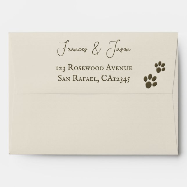 Cute Elegant Script Cat Paw Print Envelope (Back (Top Flap))