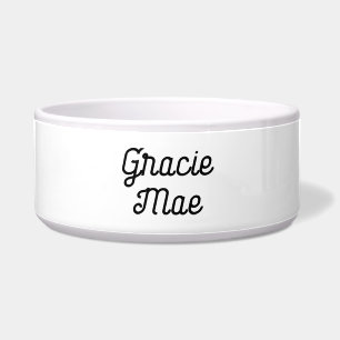 Cute Elegant Script Personalized Pet Name Bowl