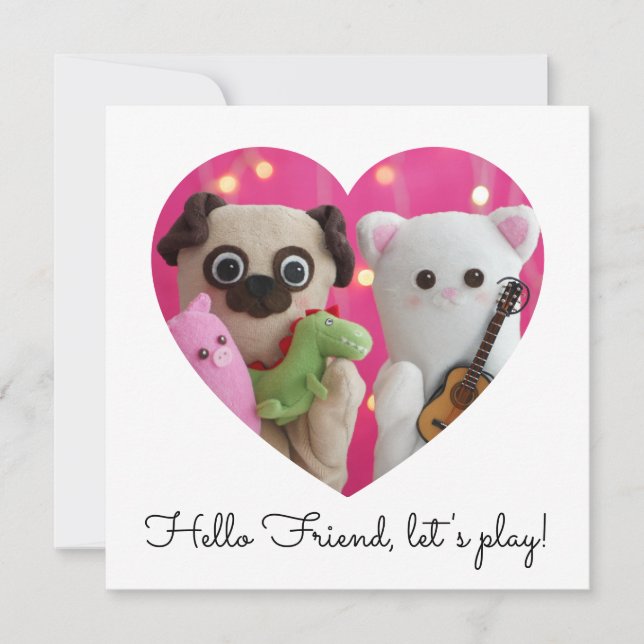 Cute Elegant Simple Minimalist Heart Photo Card (Front)