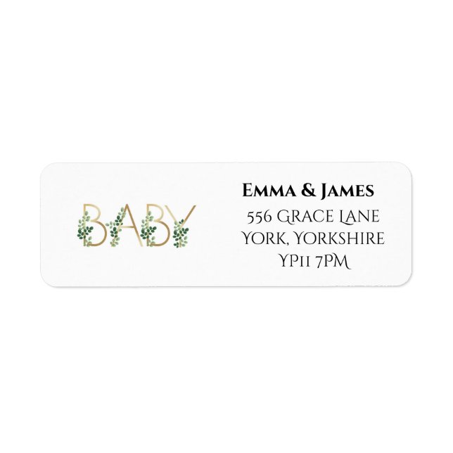Cute Elegant Slogan Baby Shower Address Label (Front)