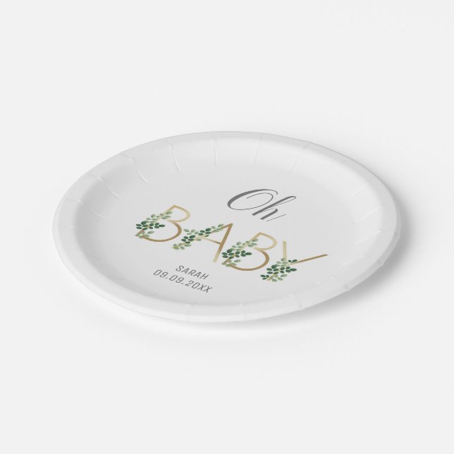 Cute Elegant Slogan Baby Shower Paper Plates (Angled)