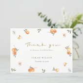 Cute Elegant Soft Orange Floral Boho Bridal Shower Thank You Card (Standing Front)