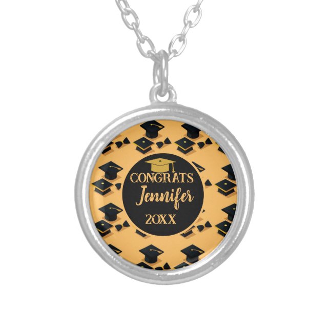 Cute Elegant special graduation gift for her  Silver Plated Necklace (Front)