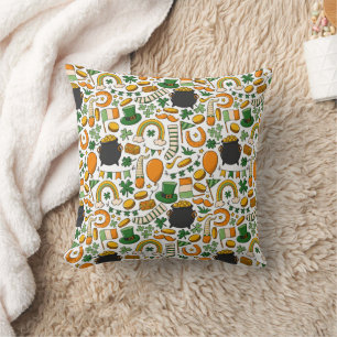 Cute Elegant St Patricks Day Seamless Pattern  Throw Pillow