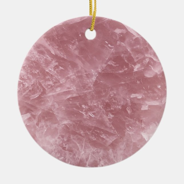 Cute Elegant Trendy Baby Pink Rose Quartz Crystal Ceramic Ornament (Front)