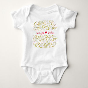 Cute Elegant Trendy Gold Stars Name Loves Grandma Baby Bodysuit