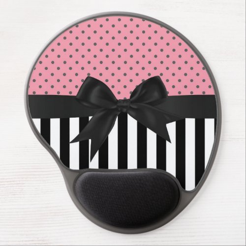 Cute elegant trendy stripes polka dots pattern gel mouse pad