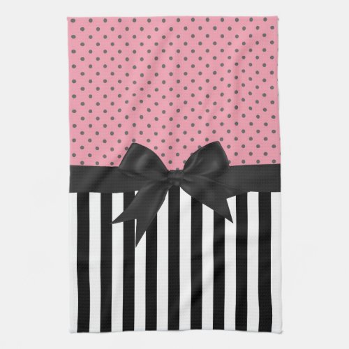 Cute elegant trendy stripes polka dots pattern kitchen towel