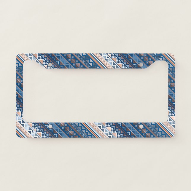 Cute elegant ukrainian patterns design license plate frame (Front)