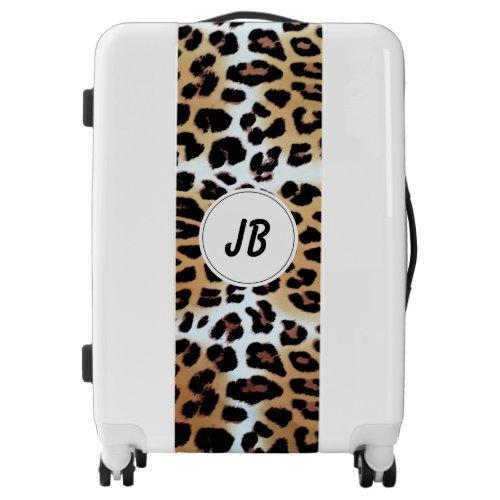 Cute Elegant White Leopard Print Personalized Luggage