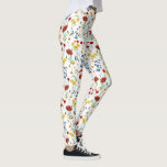 Cute Elegant Wildflowers on White Leggings<br><div class="desc">Poppies,  daisies,  bluebells pattern on white background,  for a nature and flower lover,  and a romantic soul</div>
