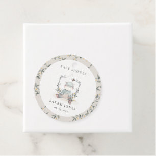 Cute Elegant Yellow Baby Hippo Foliage Baby Shower Favor Tags