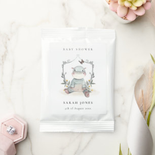 Cute Elegant Yellow Baby Hippo Foliage Baby Shower Lemonade Drink Mix