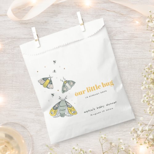 Cute Elegant Yellow Grey Little Bug Baby Shower Favor Bag