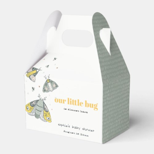 Cute Elegant Yellow Grey Little Bug Baby Shower Favor Boxes