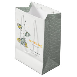 Cute Elegant Yellow Grey Little Bug Baby Shower Medium Gift Bag
