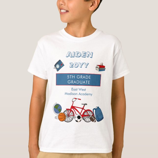 Cute Elementary Graduation Name | Year | School T- T-Shirt (Front)