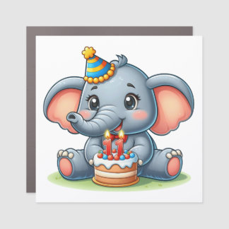 Cute Elephant 11th Birthday Car Magnet